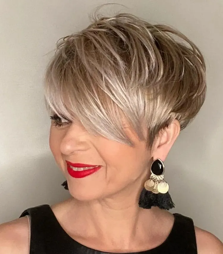 short hairstyles with bangs for older women