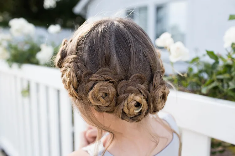 simple idea for hairstyle for girls braided flowers for little girls