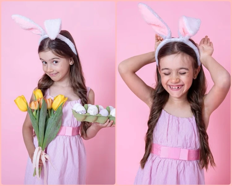 simple strap dress with belt pink easter dress for girls
