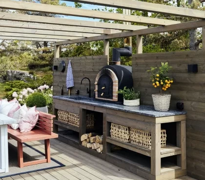 small pergola deck outdoor garden kitchen design ideas