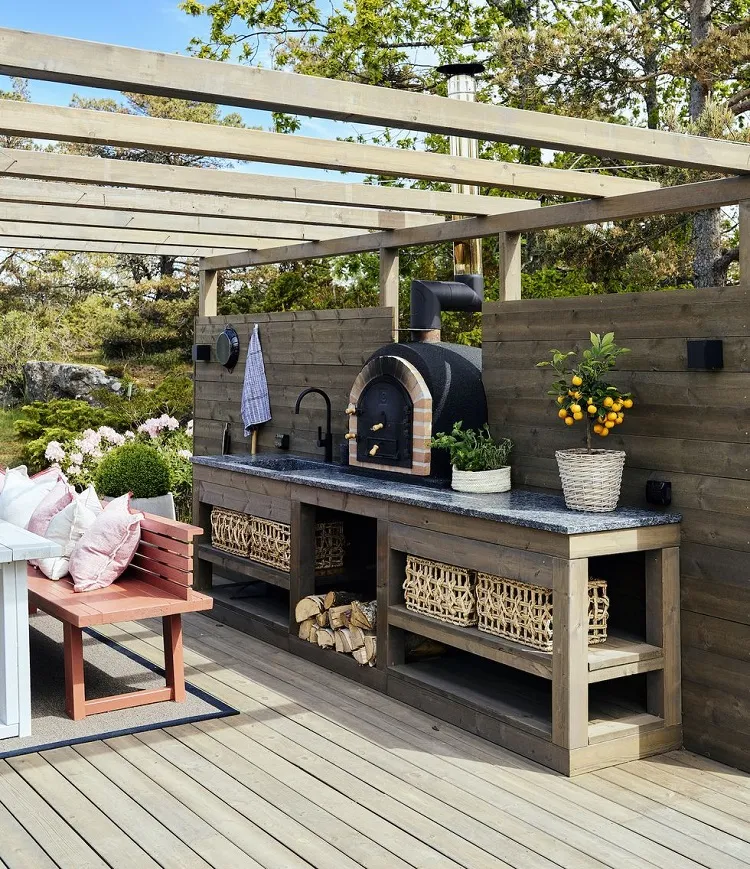 small pergola deck outdoor garden kitchen design ideas
