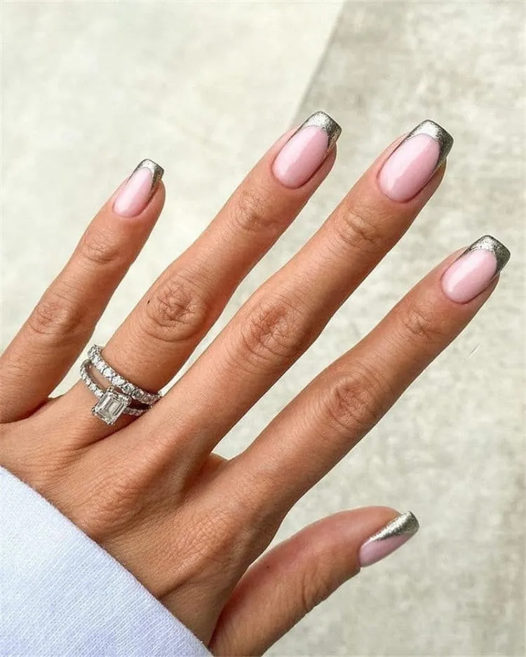 sparkly french tip nails