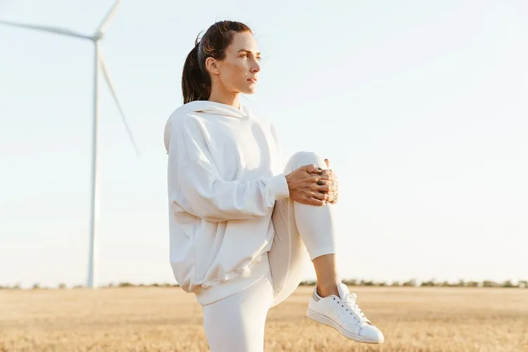 sportswoman exercising working out combating spring seasonal fatigue