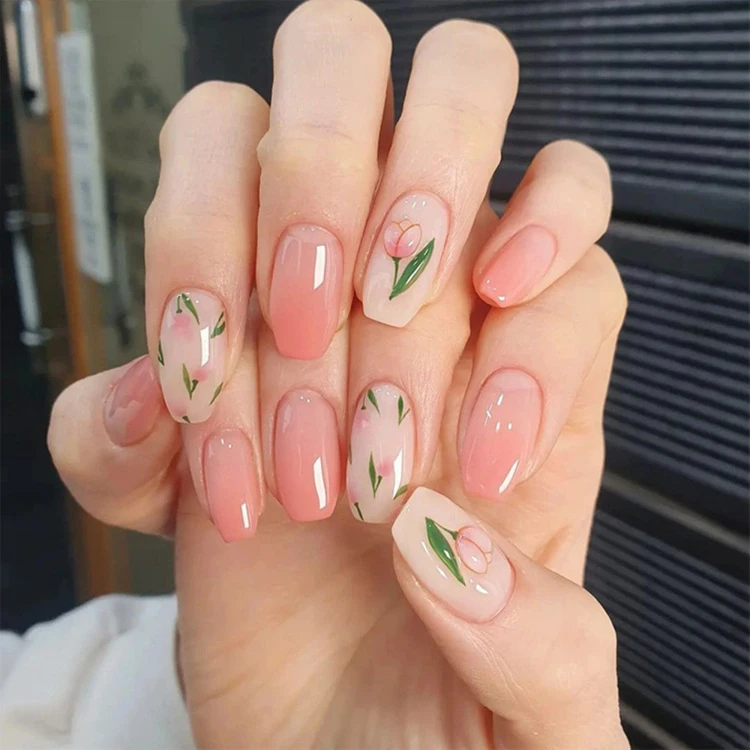 spring nails may nails stickers floral design pink colors