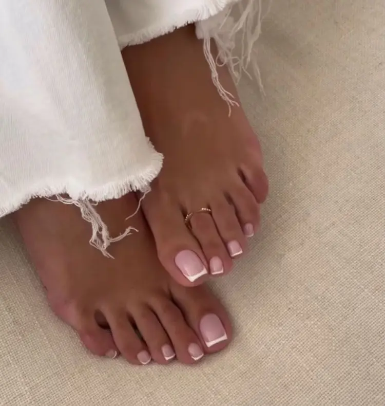spring toe nail designs 2023 milky french pedicure