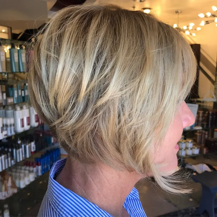 stacked a line bob haircut layered hairstyle for women over 50
