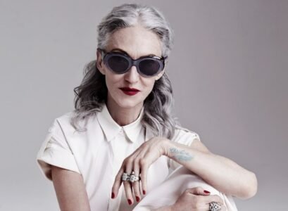 style gray hair elegant half up, half down hairstyle