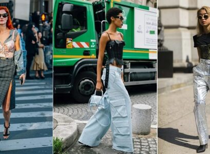 styling corset street style outfit ideas mismatched patterns leather biker two tone tie dye textile