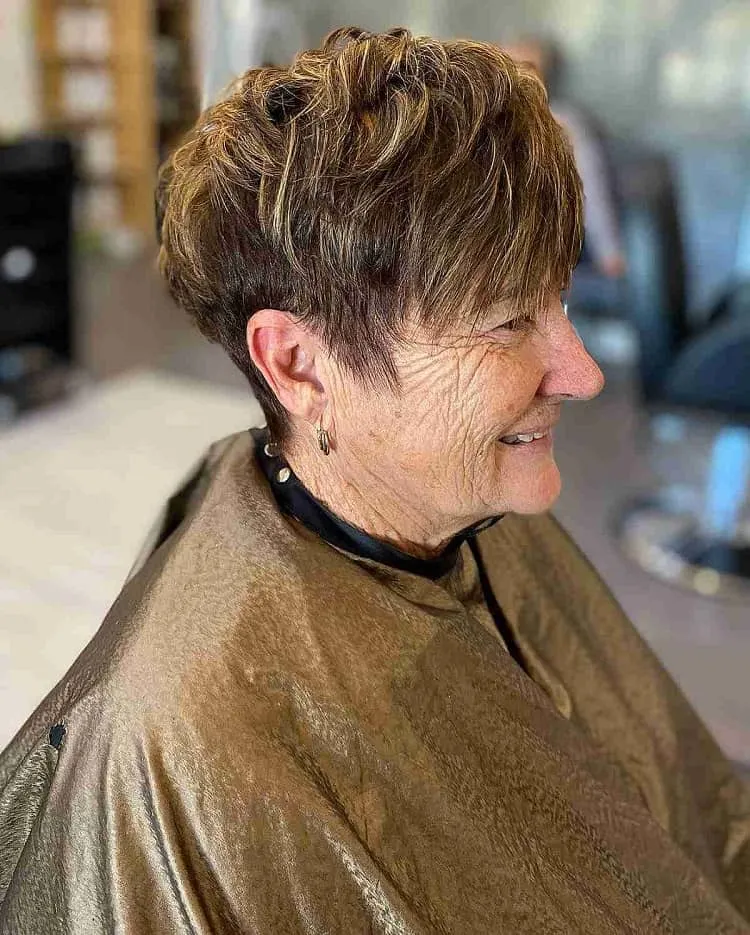 tapered layered pixie cut over 70
