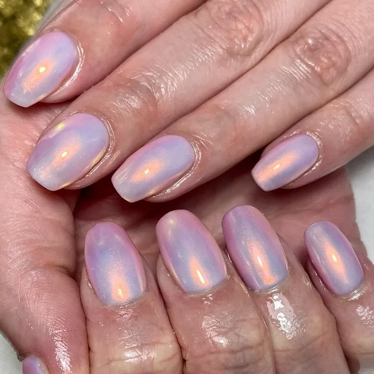 unicorn nails women over 50 rounded square shape manicure