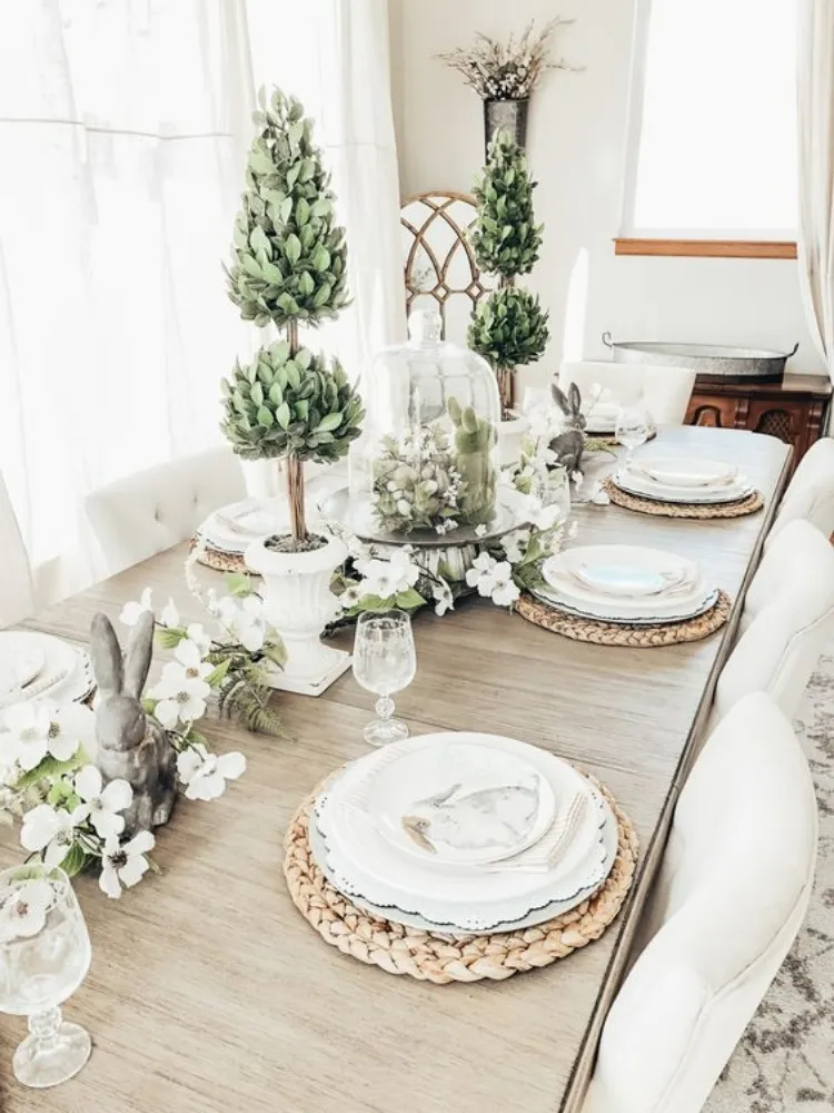 white easter table setting classic design greenery decoration 2023