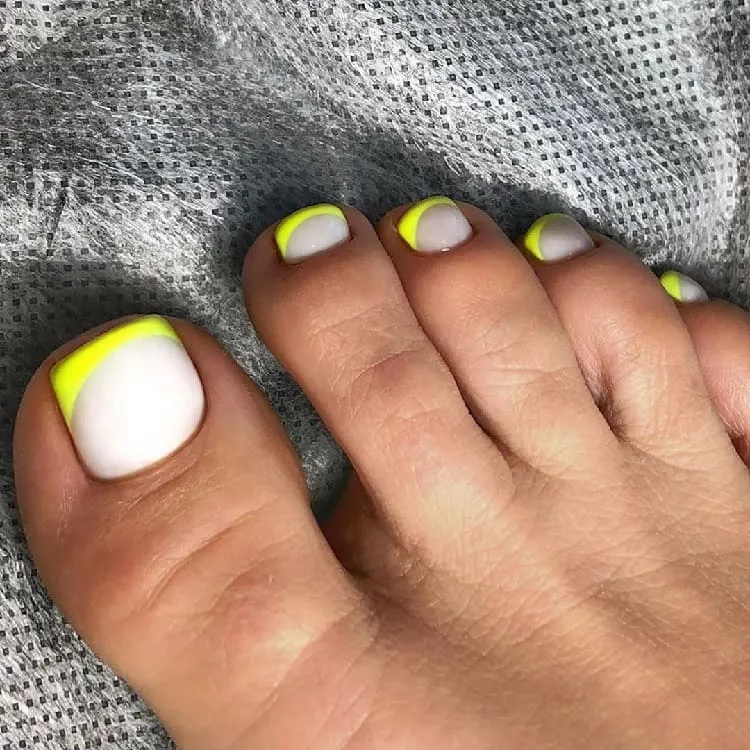 yellow tips french pedicure