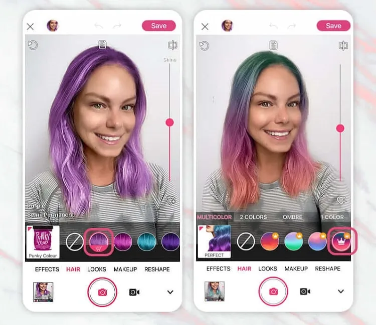 youcam makeup hair colour app