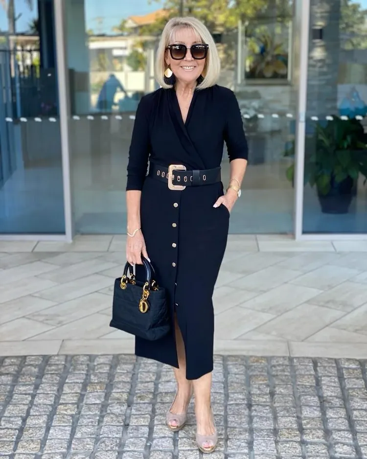 a stylish black pencil skirt and top summer outfits for women over 60