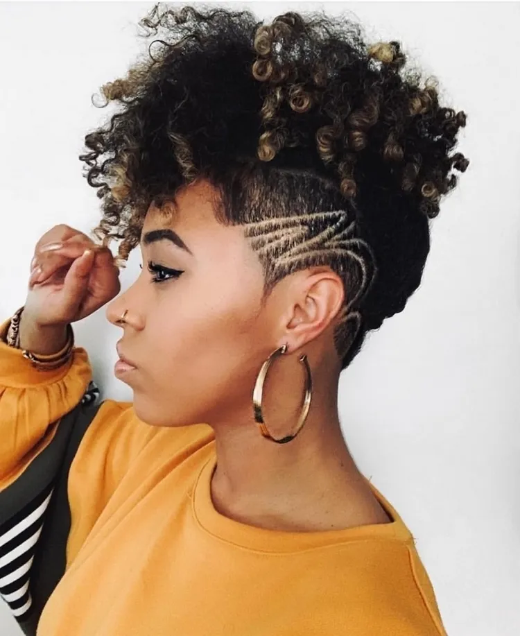 broccoli haircut with an undercut short curly hairstyle for women
