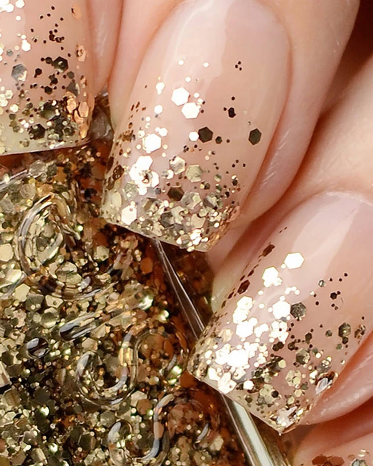gold glitter french tip nails