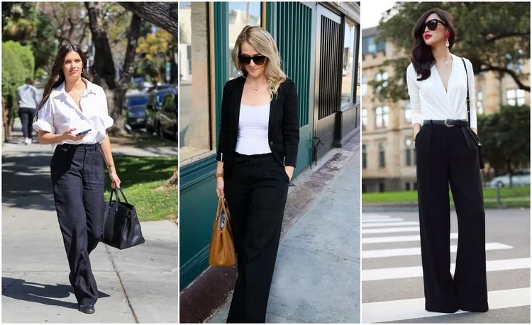 how to style linen pants for work classic black and white outfit