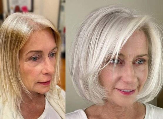 layered bob with bangs for older women 2023 haircuts for fine hair