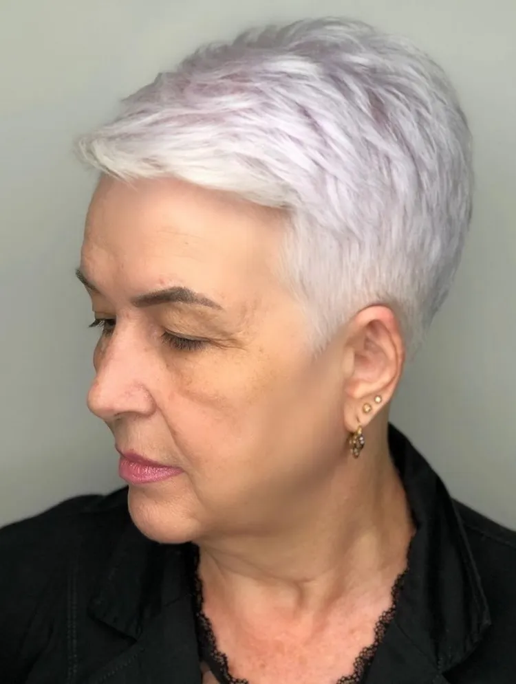 pixie haircuts for older women thin hair to look younger