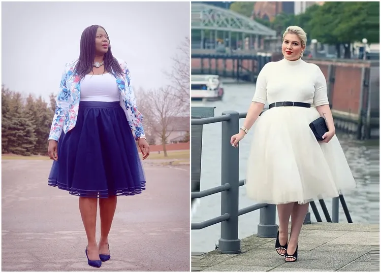 plus size tulle skirt outfits for curvy women