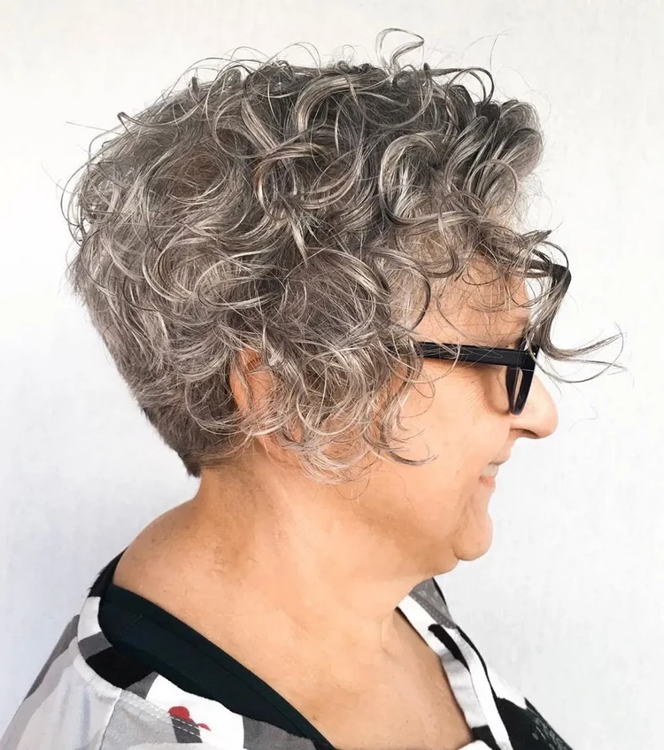 short haircuts 2023 for women over 60 with curly hair
