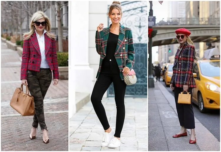 street style outfits for women of all ages a tartan blazer