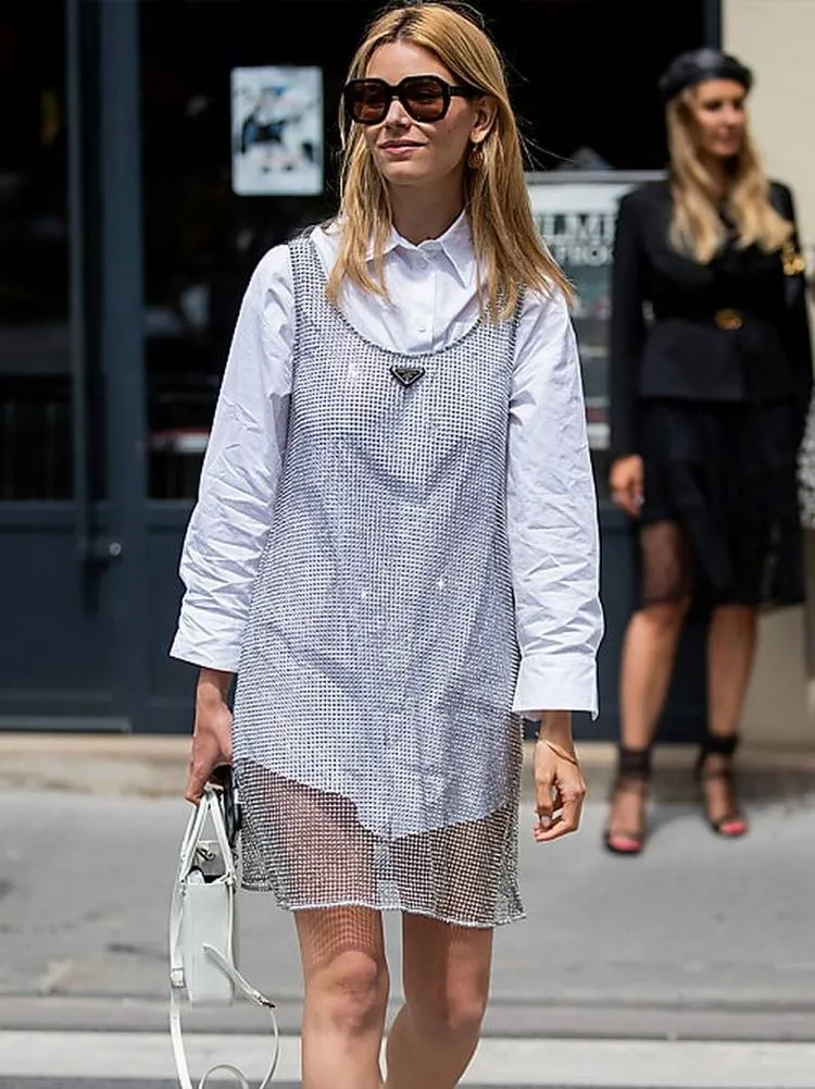 what do you wear under a see through dress style with an oversized shirt