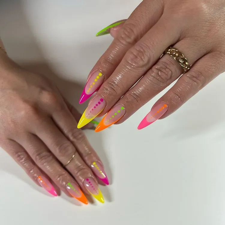 abstract neon french manicure summer nail trends 2023