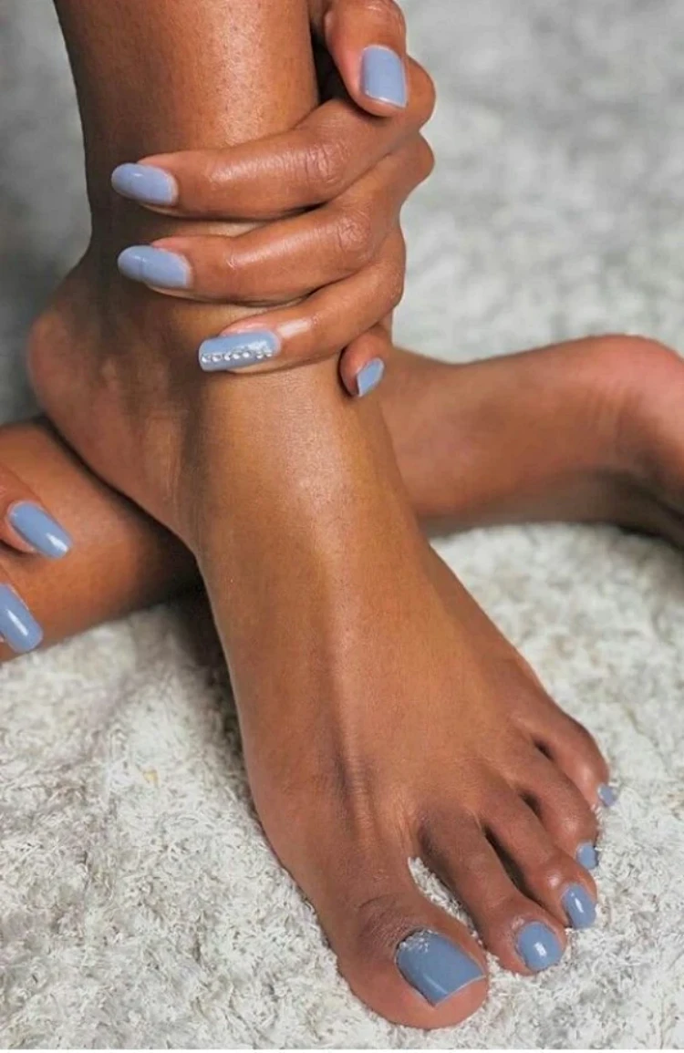baby blue nail color for brown skin pedicure idea