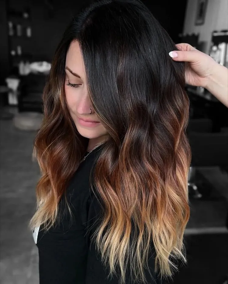 blonde ombre balayage for black hair 