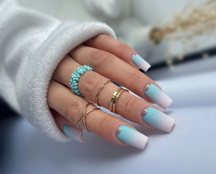 blue ombre nails summer design trends 2023