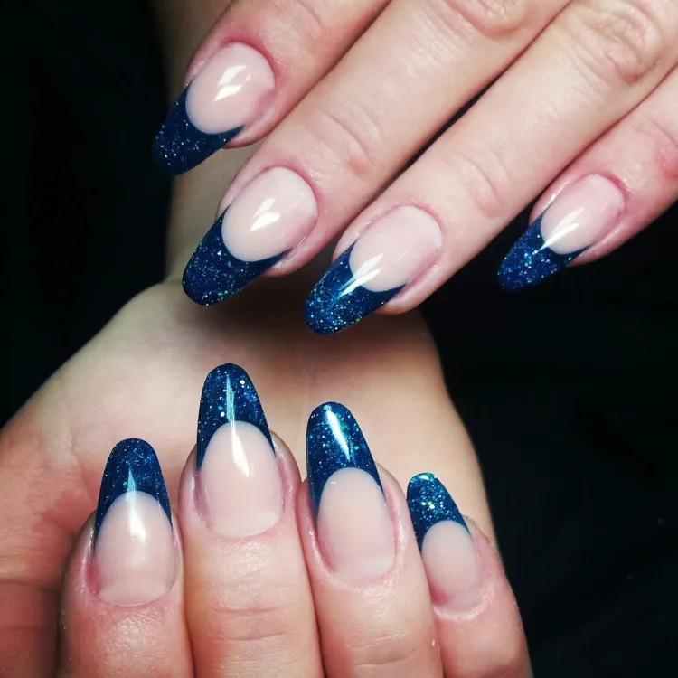 blue tipped french manicure idea