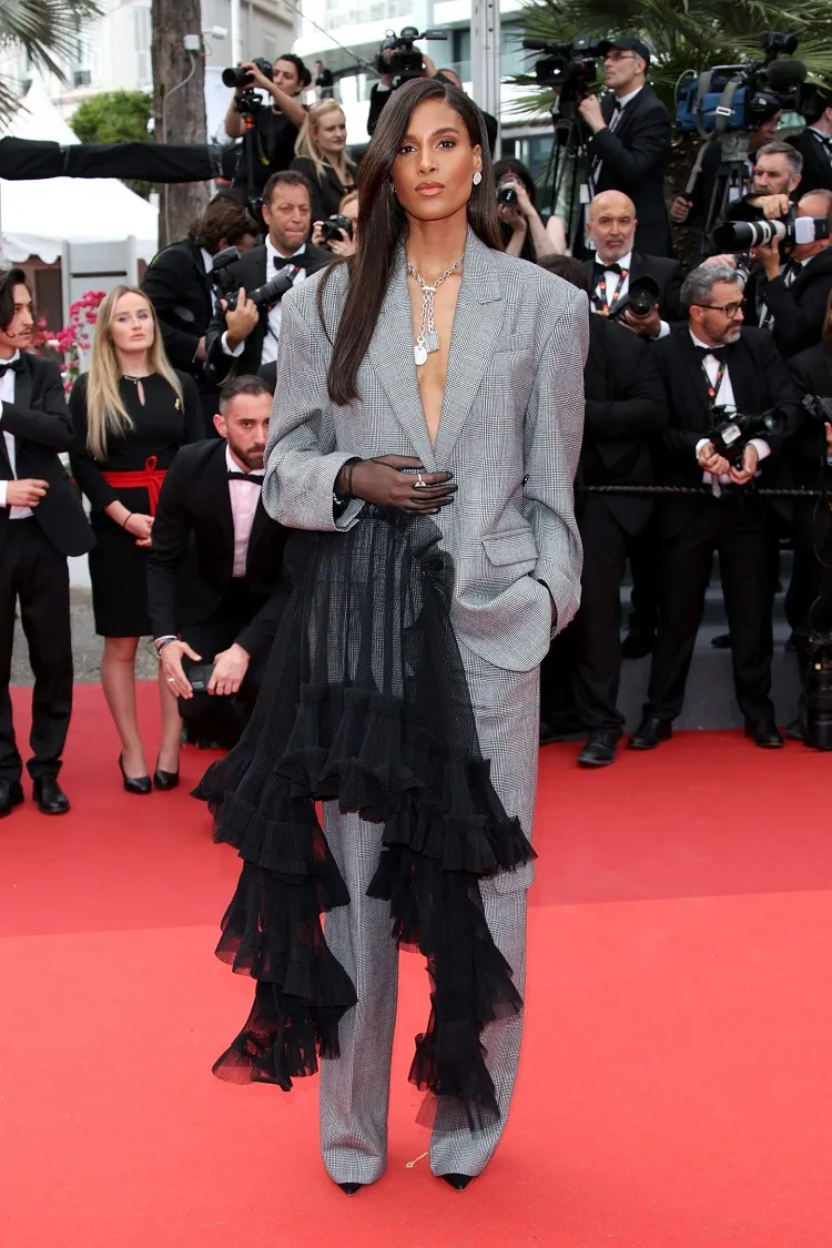 cindy bruna act no1 cannes film festival fashion red carpet looks oversized suit