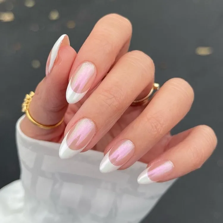classic chrome french tip nails