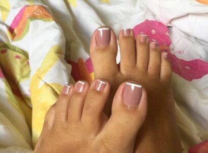 classic french pedicure idea for women over 50