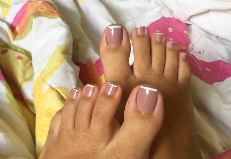 classic french pedicure idea for women over 50