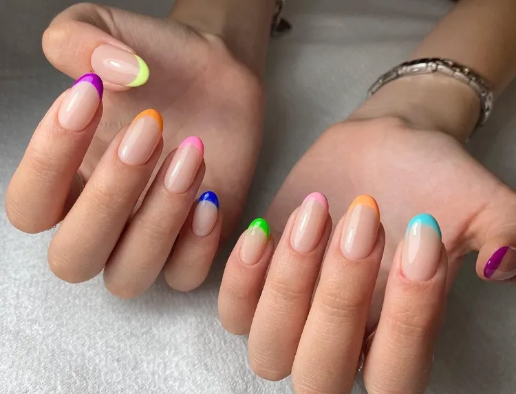 colorful and chic french manicure