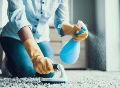 young,beautiful,woman,cleaning,carpet,with,brush.,closeup,of,girl