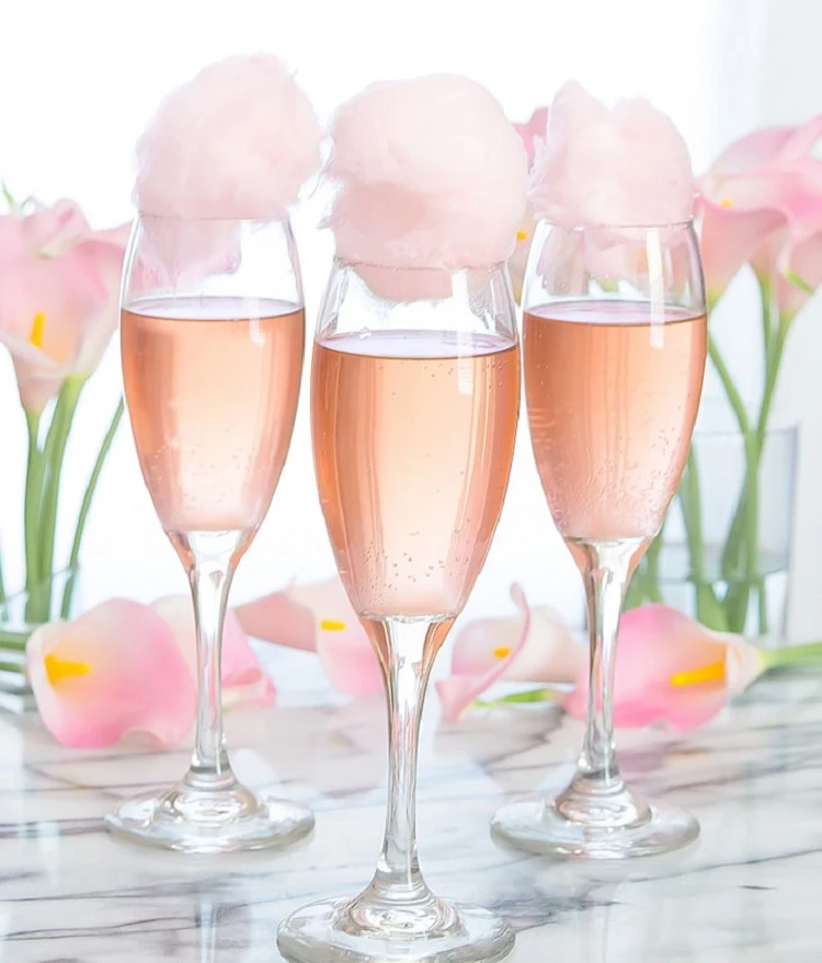 drinks for bachelorette party ideas champagne with cotton candy pink