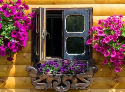 windows with flower boxes
