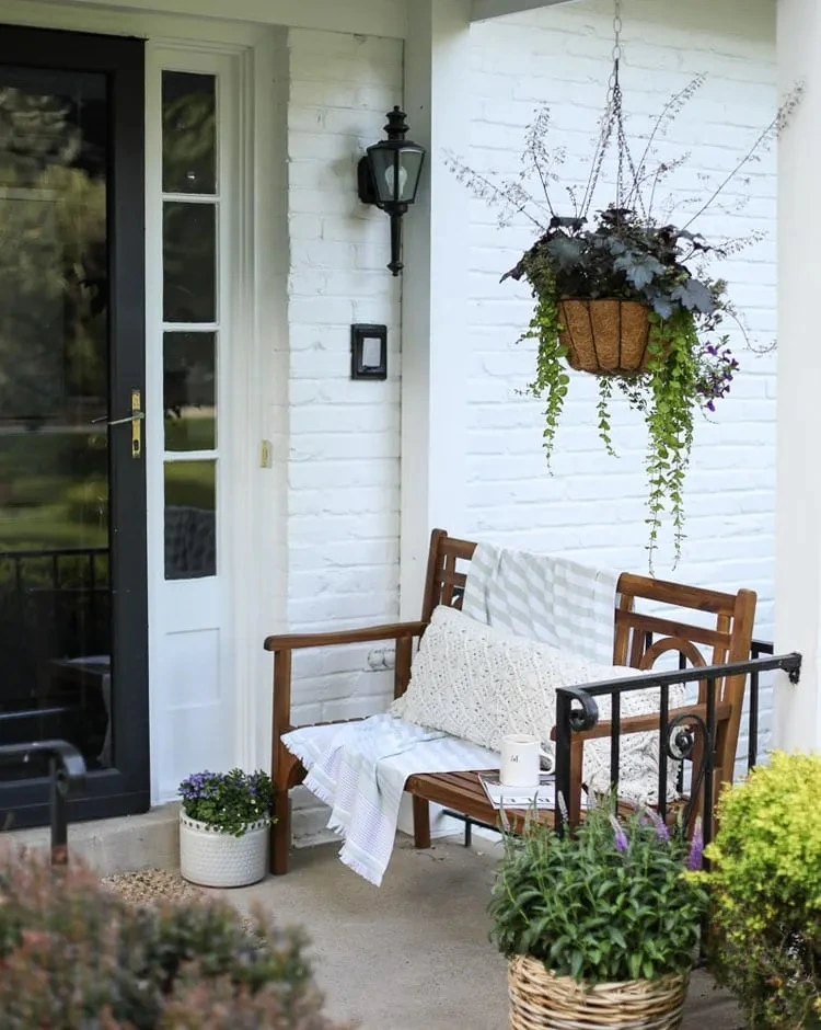 front porch decor 2023 exterior design wooden bench diy simple