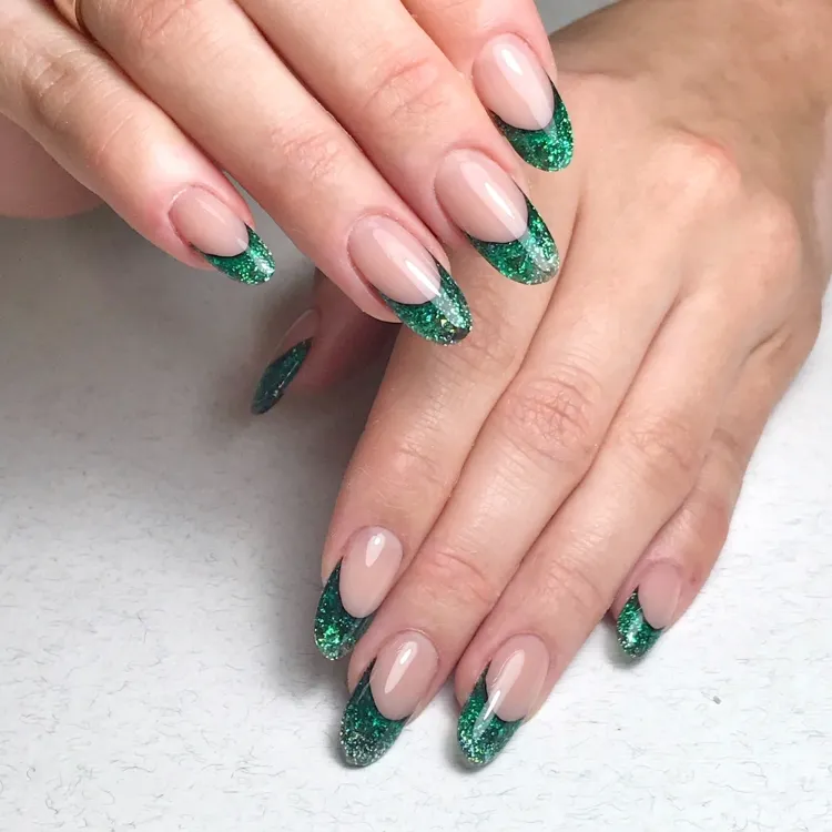 greenish and fancy french nail designs