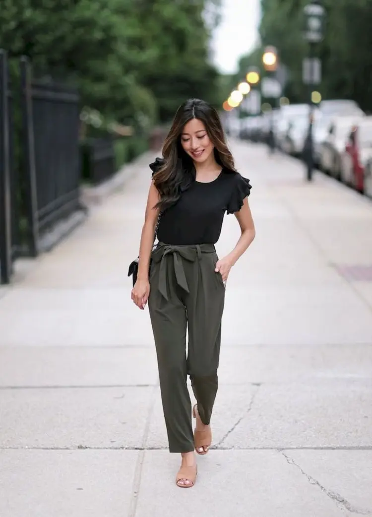 high waisted pants with a belt for petite woman