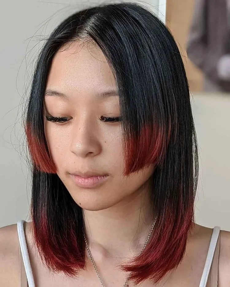hime cut coloured ends