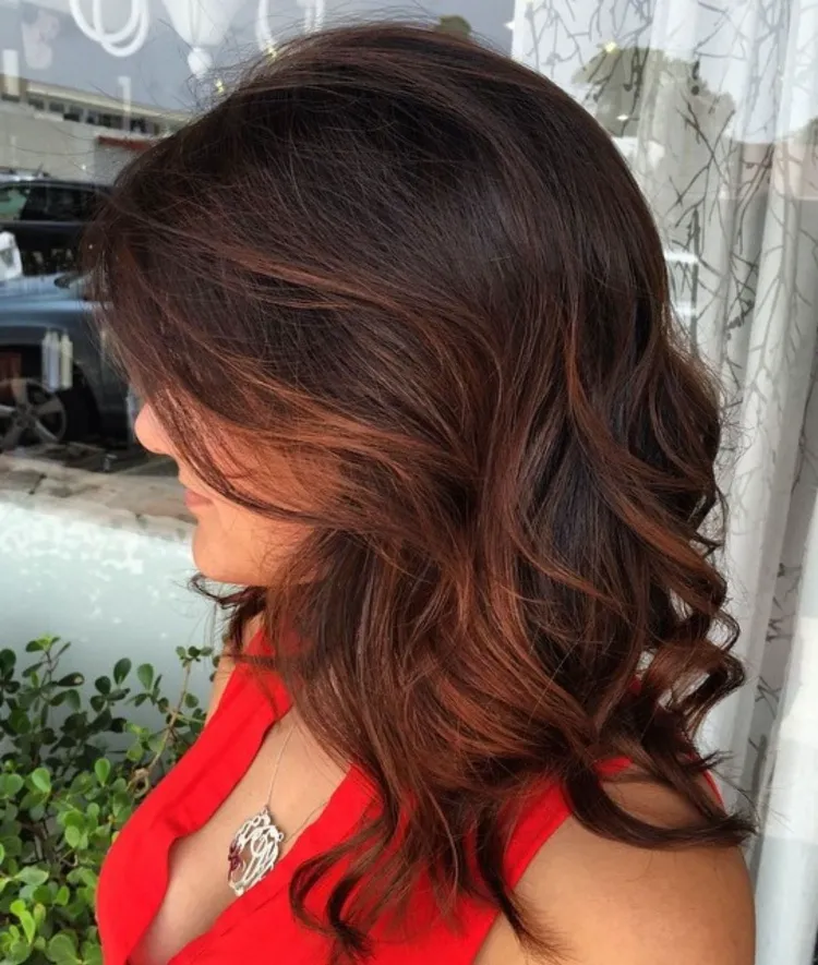 honey highlights on dark brown hair this hair looks so voluminous and nourished don’t you think so if you have long waves or curls you could consider adding caramel highlights to your dark