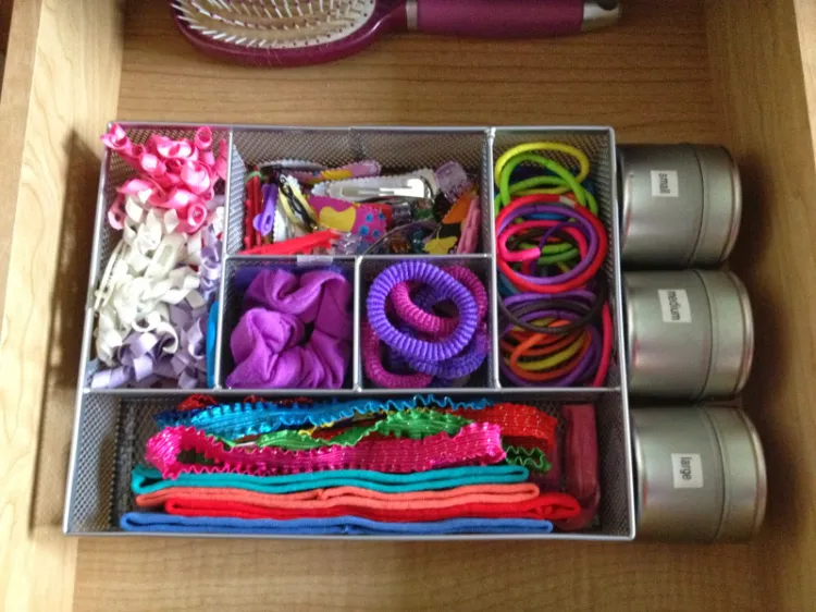 how to organize your hair accessories one idea is to categorize and put them in glass jars leave items in a drawer where kids cannot access them advice is for safety measure