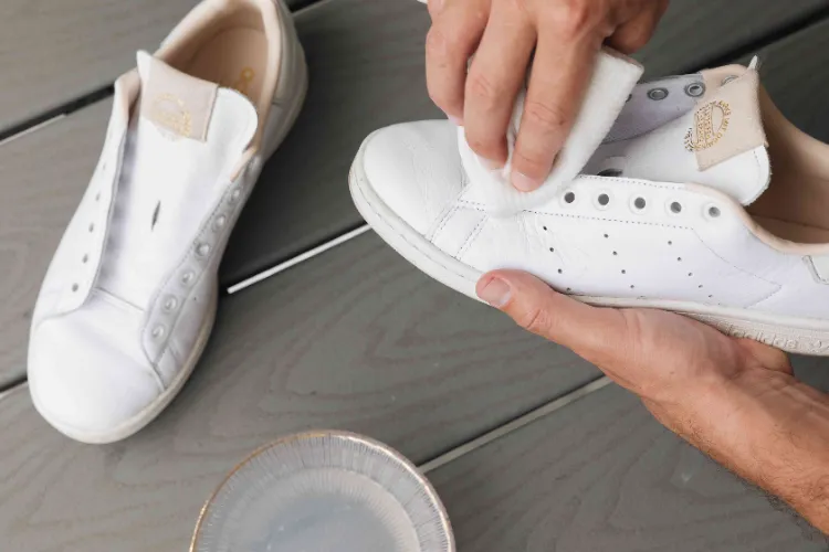 how to remove a yellow stain from white shoes due to the fact that toothpaste contains peroxide it can successfully eliminate the annoying spots on your sneakers plenty of water