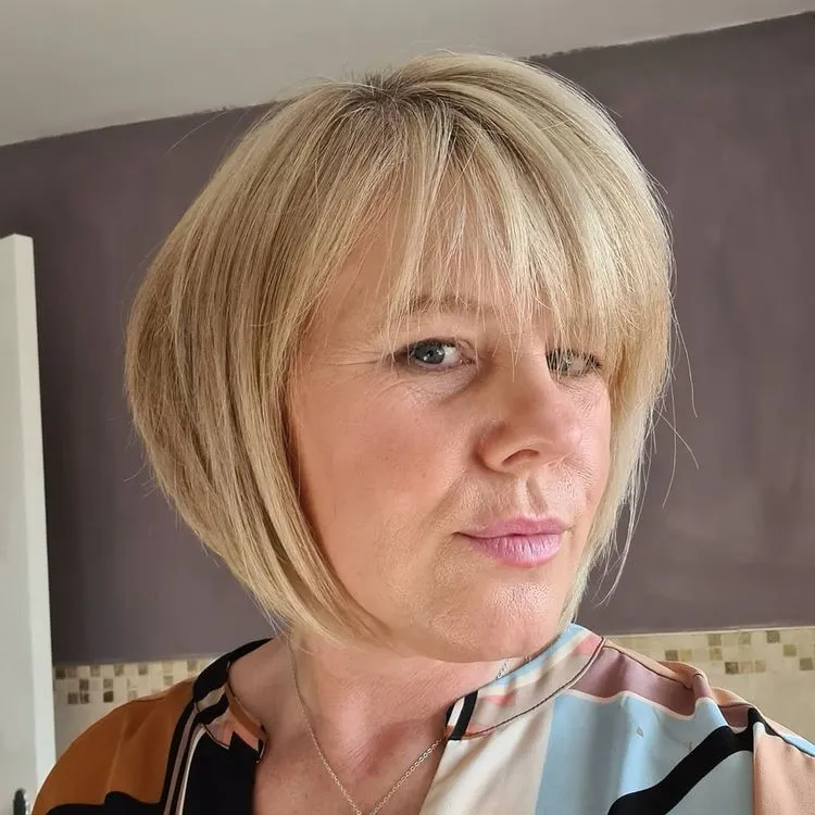 inverted bob with bangs for women over 50 hairstyle trends 2023
