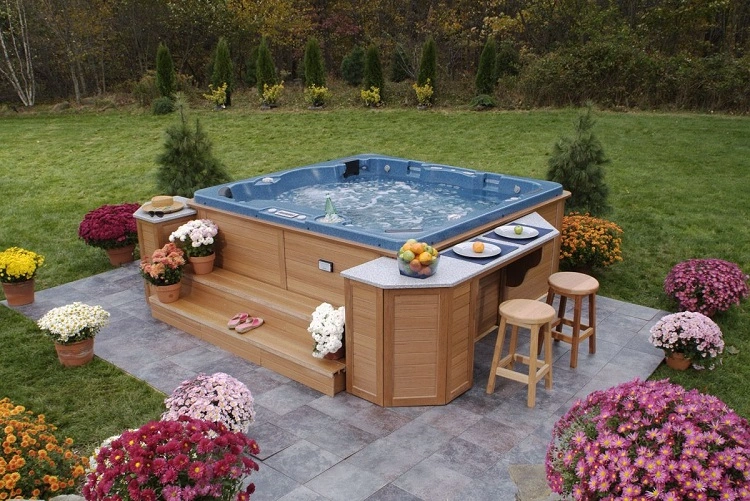 landscaping ideas for backyard with hot tub