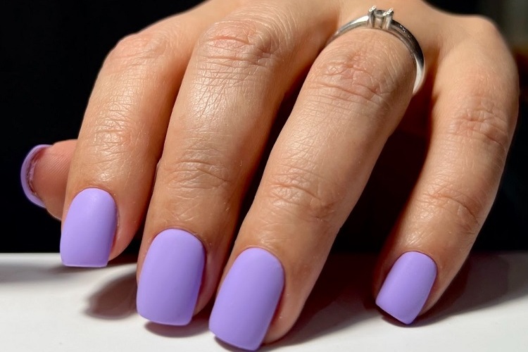 lavender purple matte color short square nails shape spring summer manicure ideas